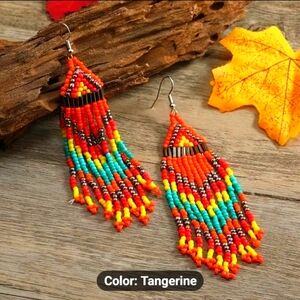 New,Handcrafted,Multi-colored,Earrings in Bohemian/Indian/Western Style Beads🤎